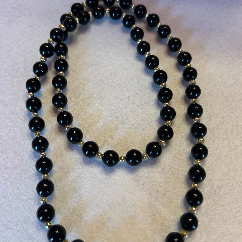 Vintage Ebony and Gold Bead Necklace